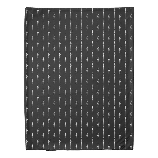 Music Motif Melting Treble Clef White and Black Duvet Cover (Front)