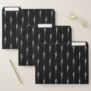 Music Motif Melting Treble Clef White and Black File Folder