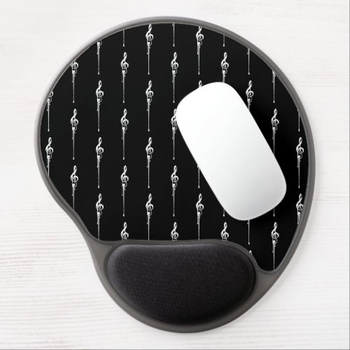 Music Motif Melting Treble Clef White and Black Gel Mouse Pad