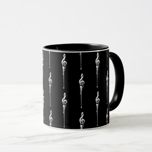 Music Motif Melting Treble Clef White and Black Mug