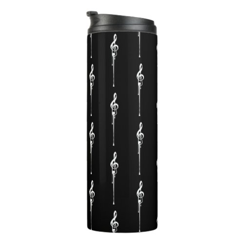 Music Motif Melting Treble Clef White and Black Thermal Tumbler