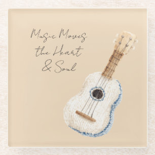 Music Moves the Heart & Soul Guitar Glass Coaster