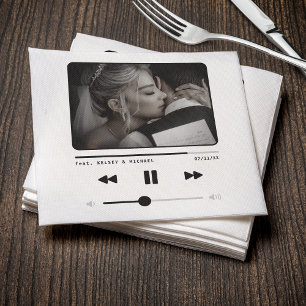 Music MP3 Player Wedding White Napkins