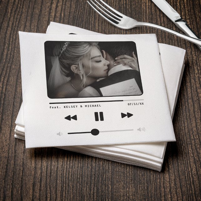 Music MP3 Player Wedding White Napkins (Creator Uploaded)