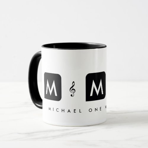 music mug for musicians with treble clefs