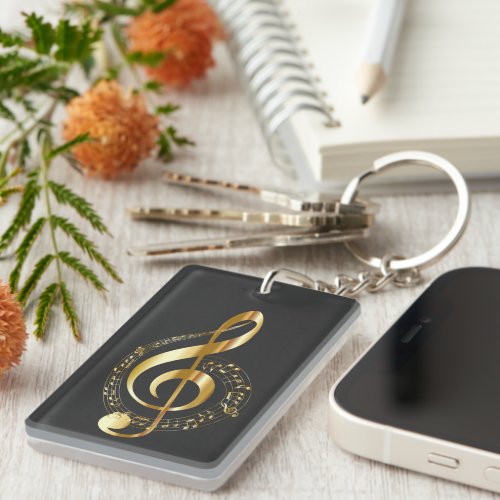 Music music music treble clef in gold keychain