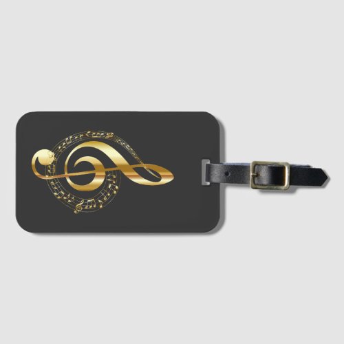 Music music music treble clef in gold luggage tag
