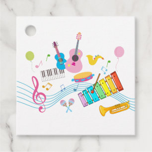 music, musical instruments drum kids singing favor tags