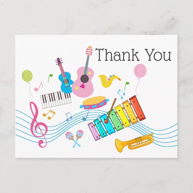 music, musical instruments drum kids singing invitation postcard (Front)