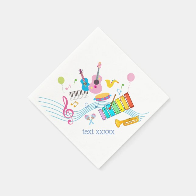 music, musical instruments drum kids singing napkins (Corner)