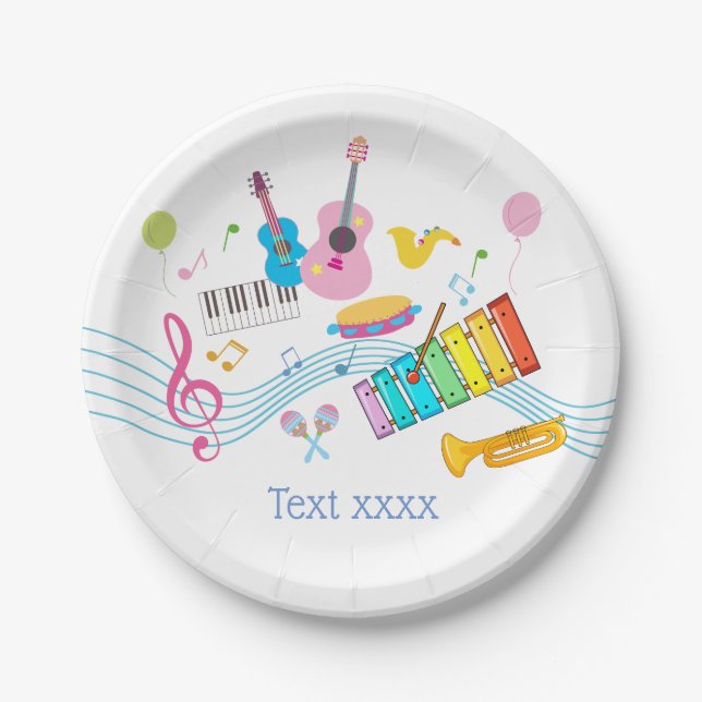 music, musical instruments drum kids singing paper plates (Front)