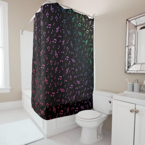 music musical note melody black sound clef shower curtain