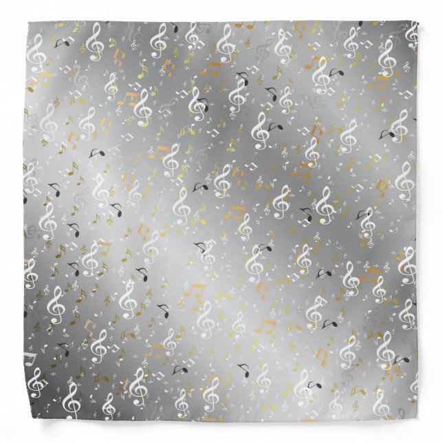 music, musical, note, white, melody, clef, sound, bandana (Front)