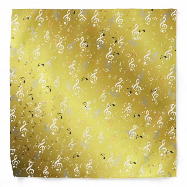 music, musical, note, white, melody, clef, sound, bandana (Front)