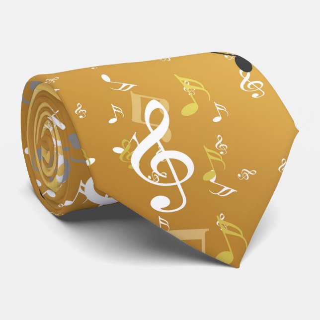 music, musical, note, white, melody, clef, sound, neck tie (Rolled)