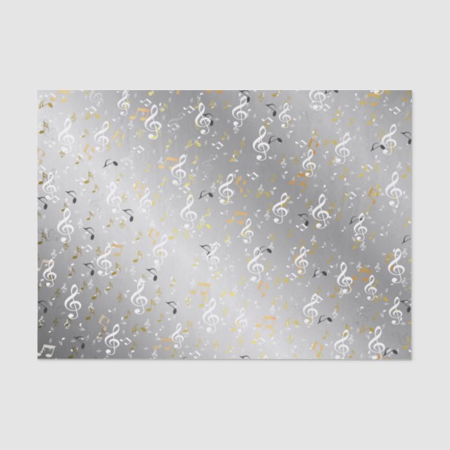 music, musical, note, white, melody, clef, sound, tissue paper (Front)