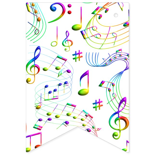 Music Musical Notes Colorful Bunting Flags (First Flag)