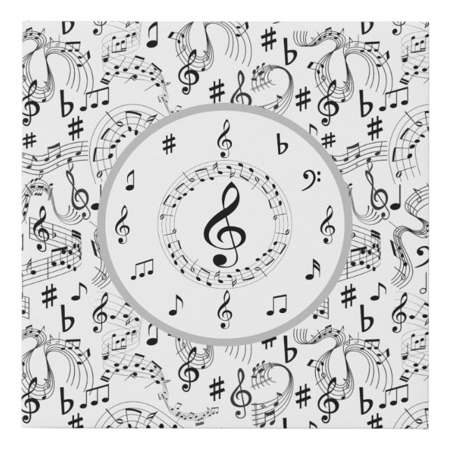 Music, Musical Notes Faux Canvas Print (Front)