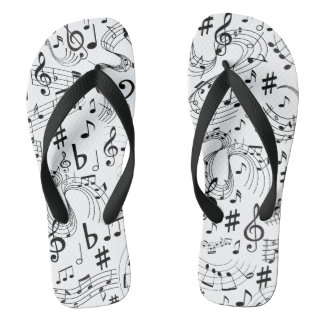 Music, Musical Notes Flip Flops