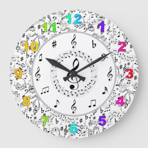 Music Musical Notes Large Clock