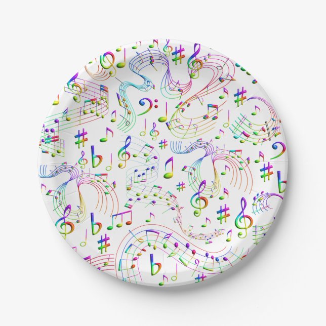 Music, Musical Notes Paper Plates (Front)