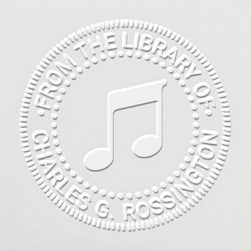 Music Musical Notes Round Library Book Name Embosser