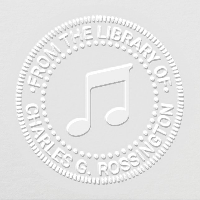 Music Musical Notes Round Library Book Name Embosser (Design)
