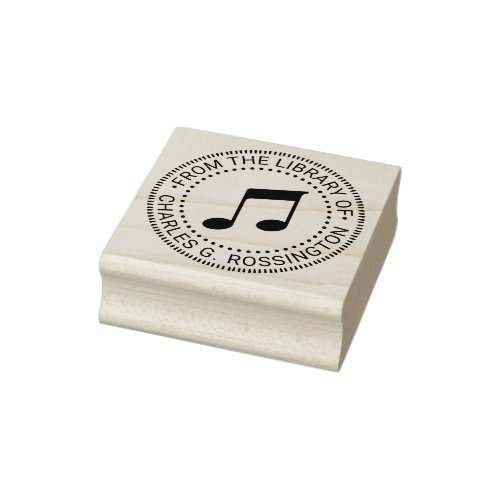Music Musical Notes Round Library Book Name Rubber Stamp