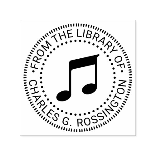 Music Musical Notes Round Library Book Name Self_inking Stamp