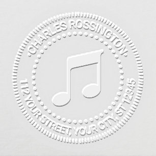 Music Musical Notes Round Name Return Address Embosser