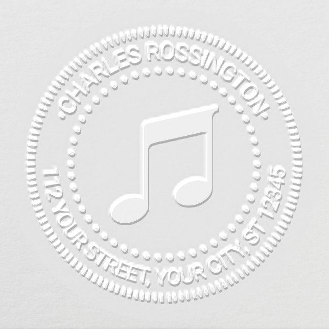Music Musical Notes Round Name Return Address Embosser (Design)