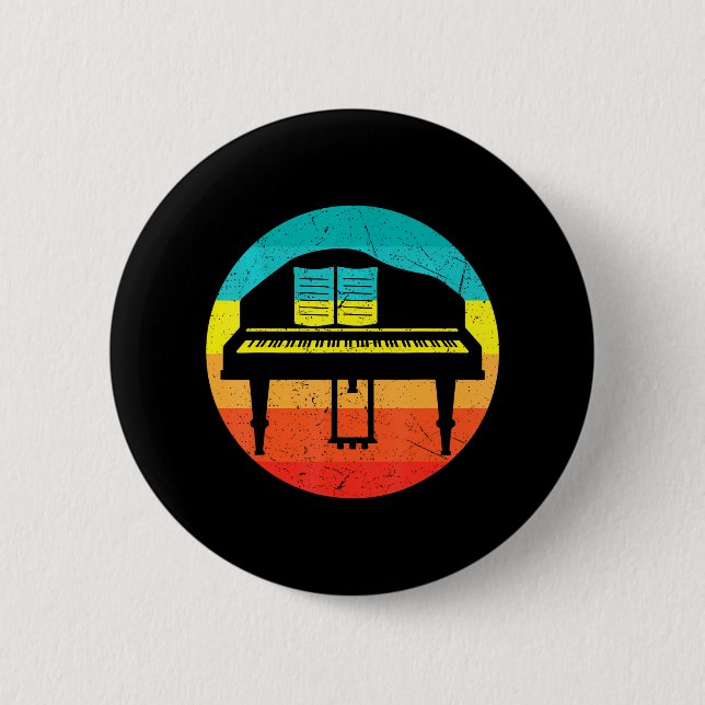 Music Musician Pianist Keyboard Player Piano Button (Front)