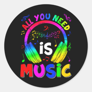 Music Musician Tie Dye DJ Headphones Music Lovers Classic Round Sticker
