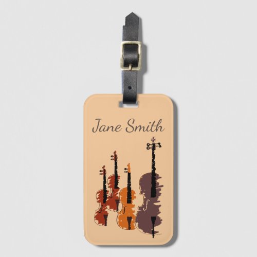 Music name violin instrument case cute music luggage tag