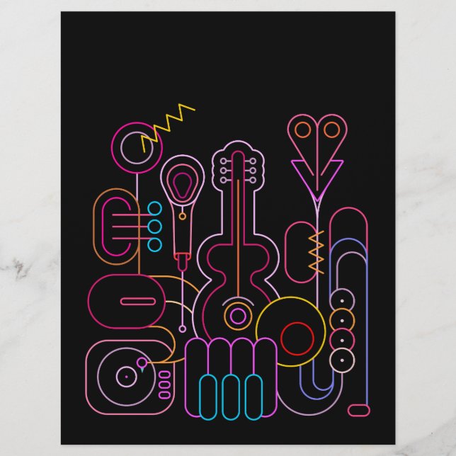  Music Neon Colors Design   Letterhead (Front)