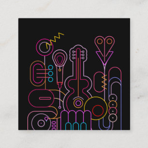 Music Neon Colors Design Square Business Card