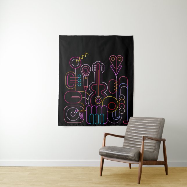 Music Neon Colors Design   Tapestry (In Situ)
