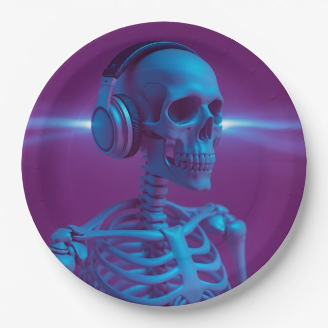 Music Never Dies Skeleton Paper Plates (Front)