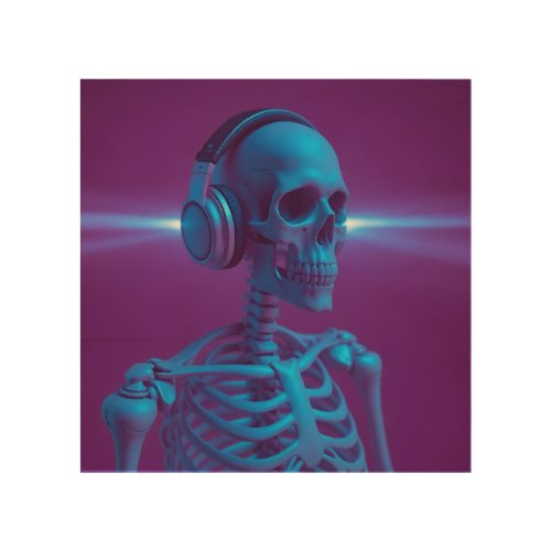 Music Never Dies Skeleton Wood Wall Art
