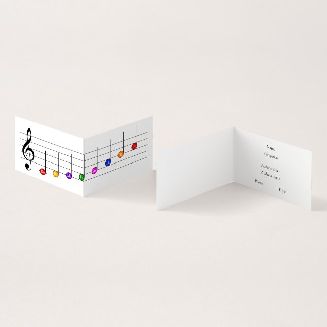 Music Notation Guide for Kids Music Professional Business Card (Inside and Outside)