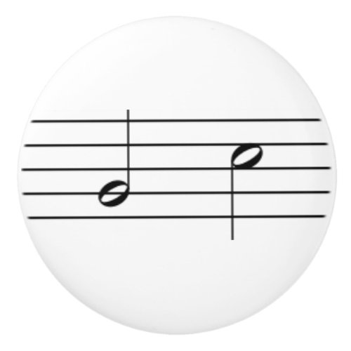 Music notation _ half notes or minims ceramic knob