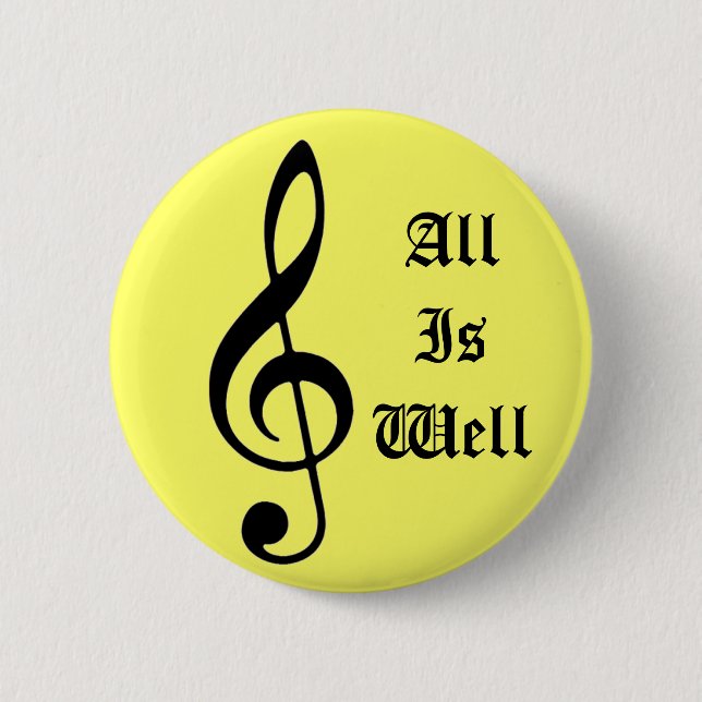 Music Note, AllIsWell Pinback Button (Front)