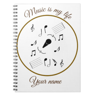Music note and personalize text notebook