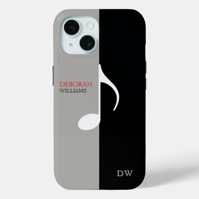 Music Note black & gray modern Case-Mate iPhone Case (Back)