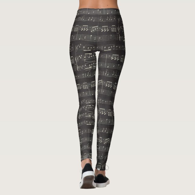 Music Note Black Leggings (Back)