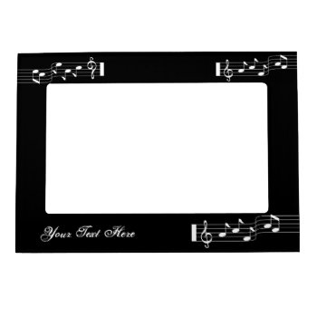Music Note Black Photo Frame Magnet by pixibition at Zazzle