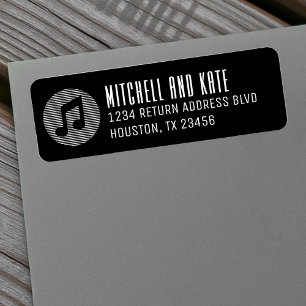 Music Note Black & White Address Label