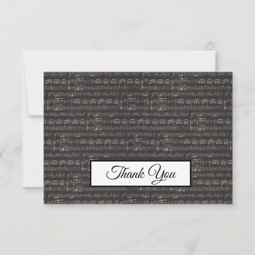 Music Note Blakc and White Pattern  Musician    Thank You Card