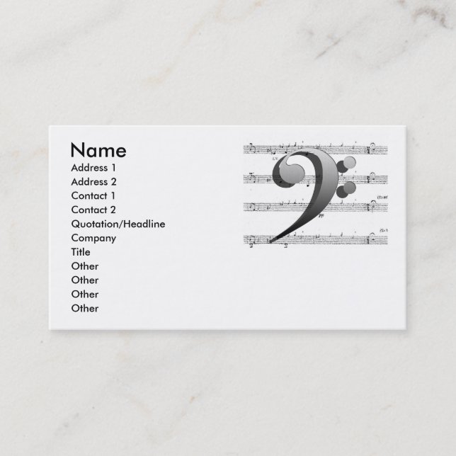 Music Note Business Card Customizable Card (Front)