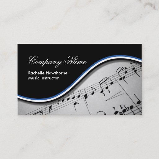 Customizable Music Note  Business Cards ~ Blue